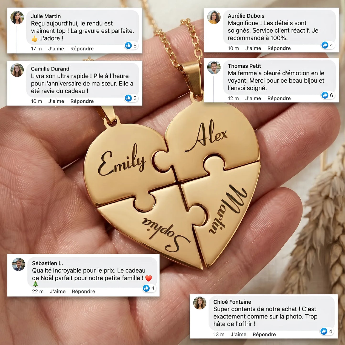 Liaison™ - Collier puzzle famille personnalisé